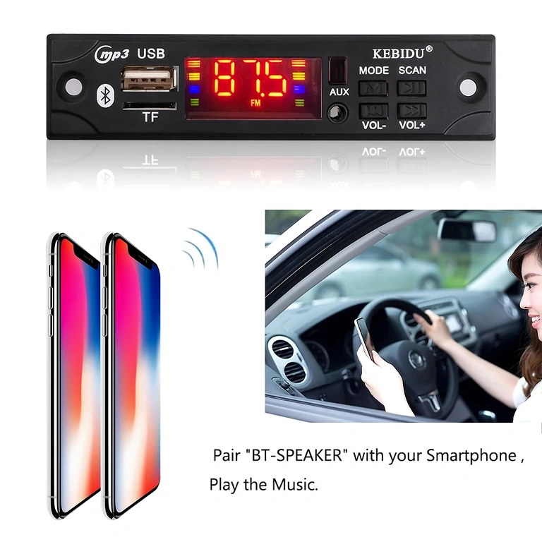 Auto-MP3-Player mit SD-Slot, USB, FM-Radio und Fernbedienung