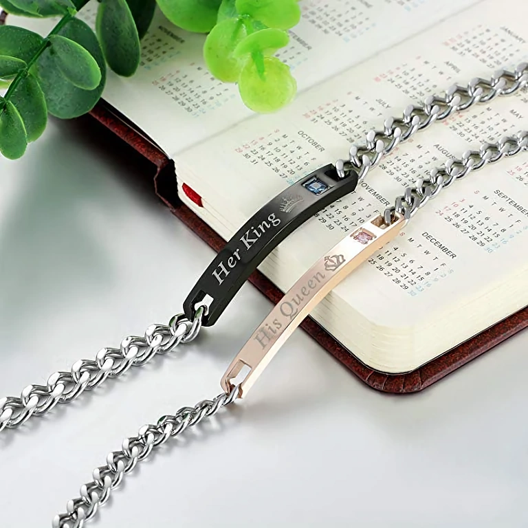 Romantisches Geschenk für Paare, Armband-Set Her King und His Queen