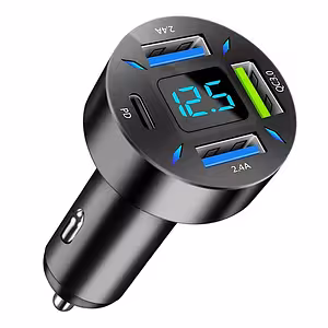 Autoladegerät mit digitalem Voltmeter, USB Type-C PD und Quick Charge 3.0 – Schnellladung für Zigarettenanzünder 12-24V