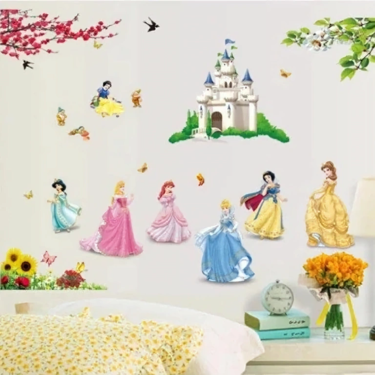 Disney Sticker – Schneewittchen, Arielle, Cinderella Wandsticker mit bekannten Prinzessinnen aus Märchen