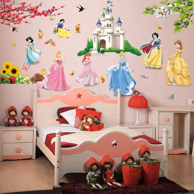 Disney Prinzessinnen Wandaufkleber für Kinderzimmer – Bunte Sticker, leicht anzubringen
