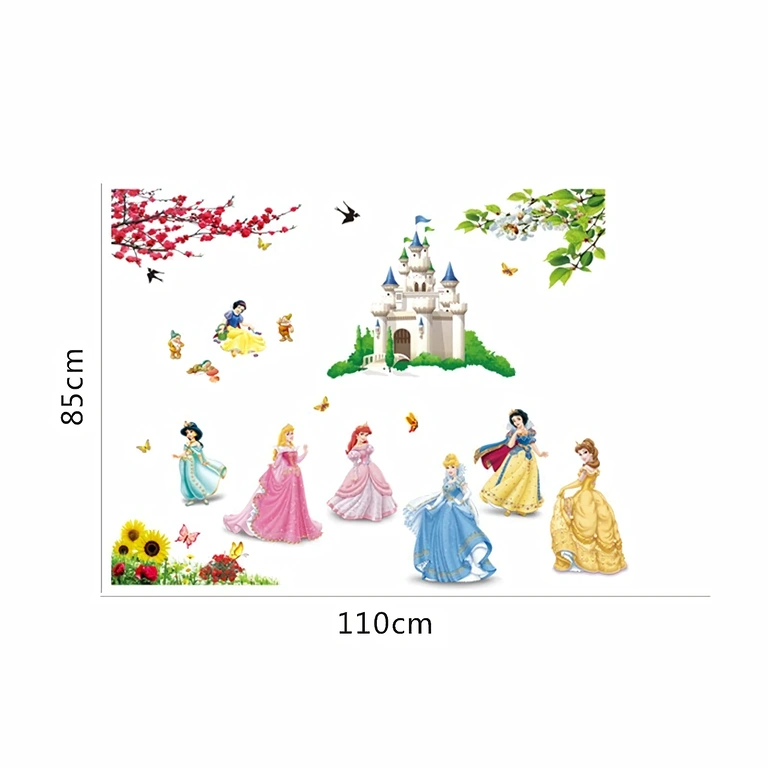 Wandsticker mit Fantasieschloss und Prinzessinnen Märchen- und Disney-Figuren Sticker