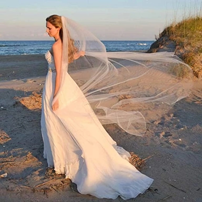 Hochzeitsschleier aus Tüll 2m Länge Feiner Tüll-Brautschleier, 2 Meter lang, minimalistischer Stil