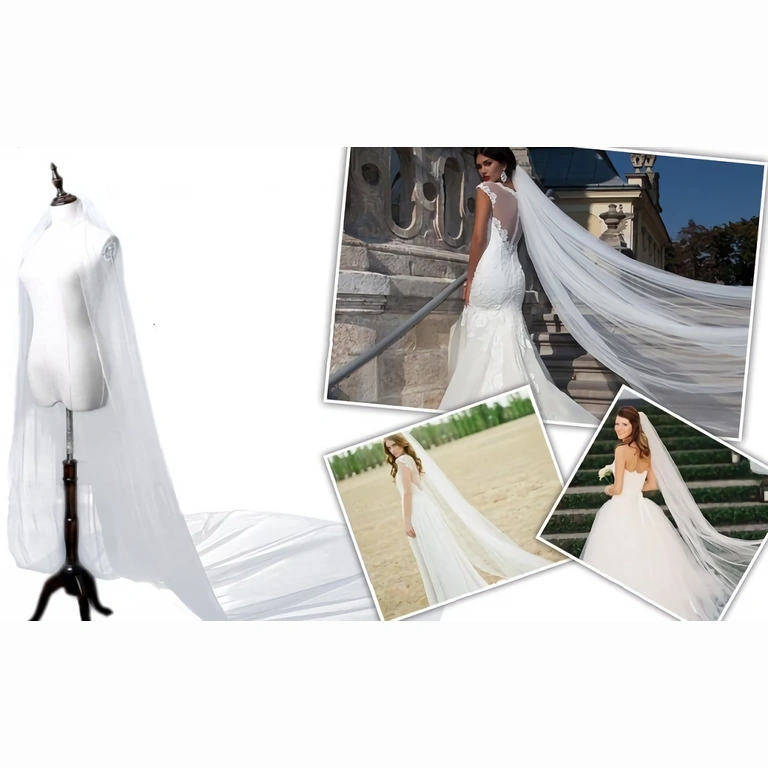 Brautschleier Prinzessin-Stil Langer weißer Schleier, der der Braut Eleganz und Geheimnis verleiht