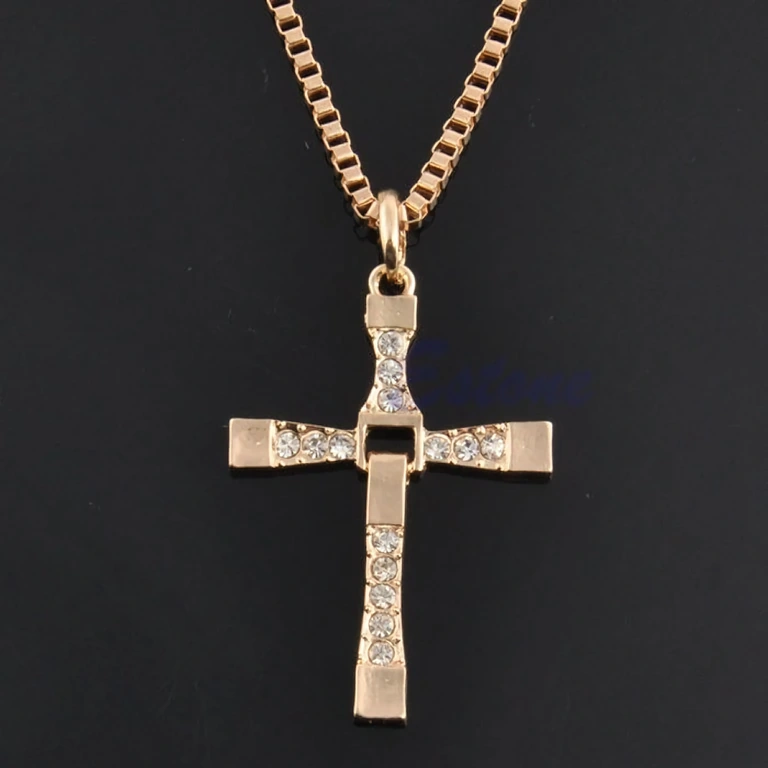 Goldene Kette mit Kreuz-Anhänger aus Fast and Furious