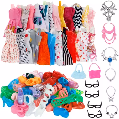 Set Kleidung, Kleider, Schuhe und Accessoires für Barbie-Puppen – komplette Puppenkleidung