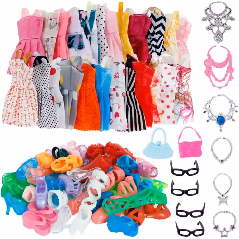 Set Kleidung, Kleider, Schuhe und Accessoires für Barbie-Puppen – komplette Puppenkleidung
