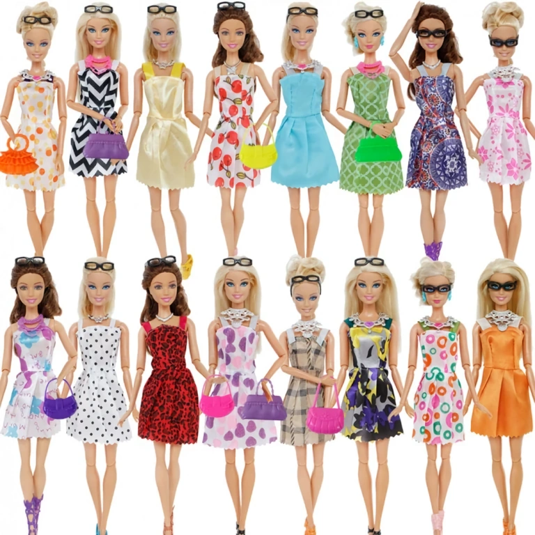 Komplettes Barbie-Puppen-Anziehset mit Kleidern und Accessoires