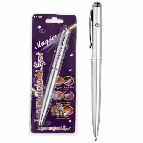 Stift mit unsichtbarer Tinte und UV-LED-Licht | Geheimnachrichten nur unter UV sichtbar