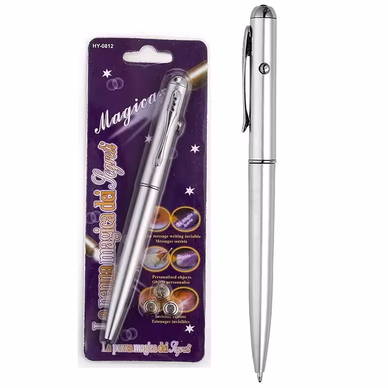 Stift mit unsichtbarer Tinte und UV-LED-Licht | Geheimnachrichten nur unter UV sichtbar