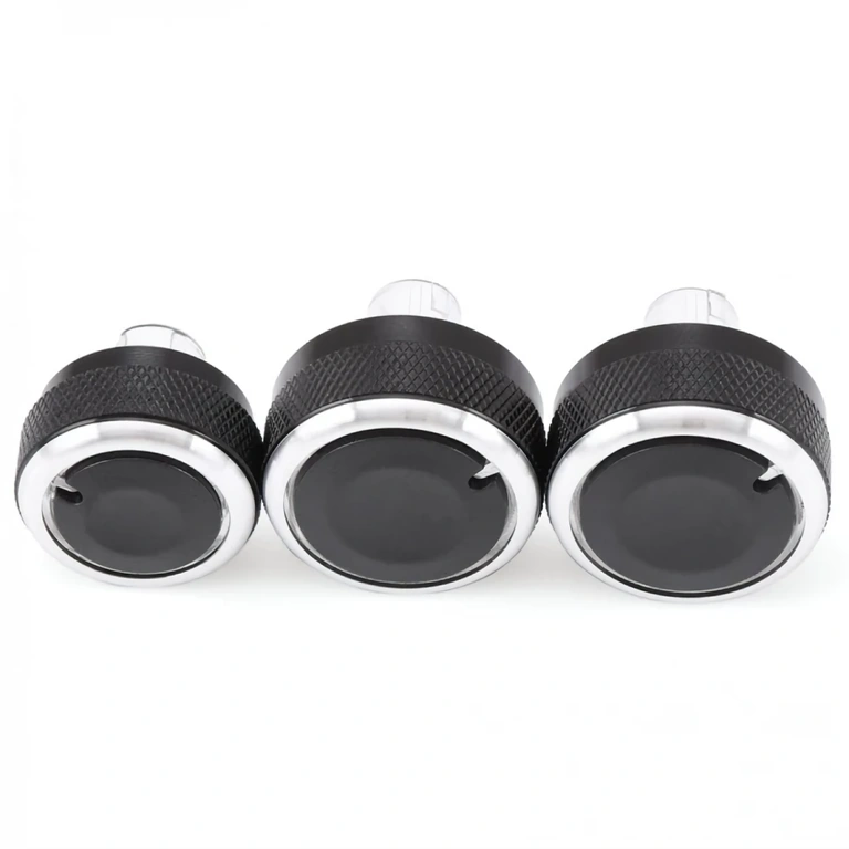 Set 3 Aluminium Klimatronic Knöpfe AC-Drehknöpfe Armaturenbrett mit modernem Design – Komplettset 3 Stück