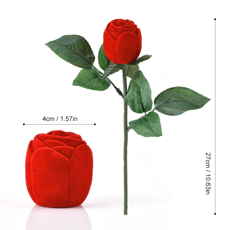 Verlobungsbox aus rotem Samt – Rose Verlobungsbox – samtige Rosenform