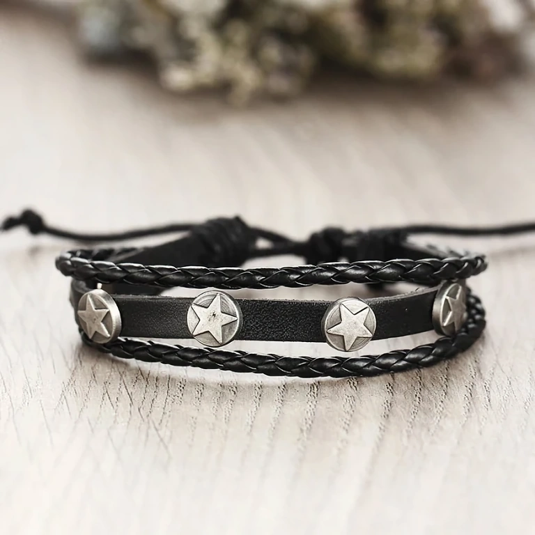 Lässige geflochtene Armbänder für Herren Geflochtene Lederarmbänder – einfache und elegante Accessoires