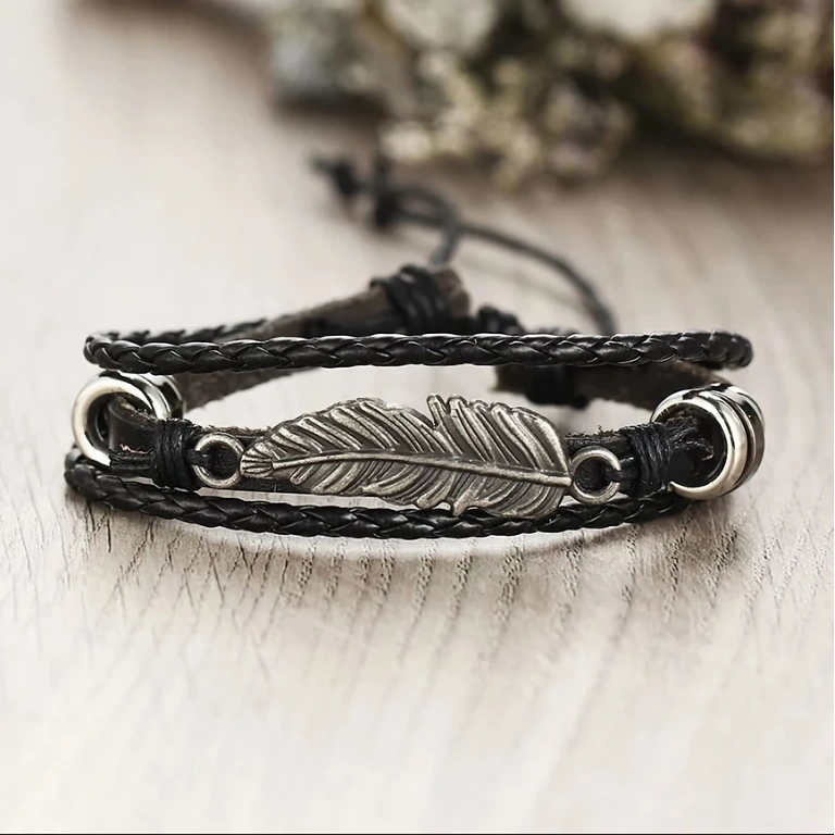Dunkle Lederarmband Set – Herren Armbänder in dunklen, eleganten und vielseitigen Tönen – Herrenaccessoires