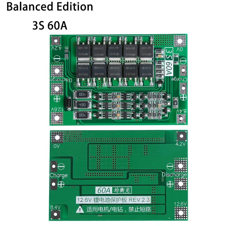 BMS mit 10 MOSFETs, max. Strom 60A, intelligente Balancierung
