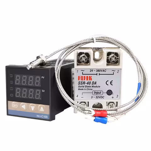 Digitales Thermostat-Controller 220V 0–400°C mit SSR 40A Relais REX C100