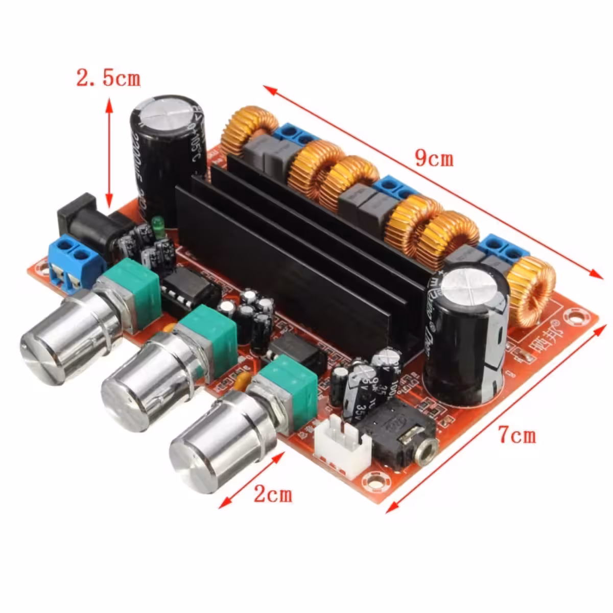 Nahaufnahme der Lautstärke- und Toneinstellungen am Modul XH-M139