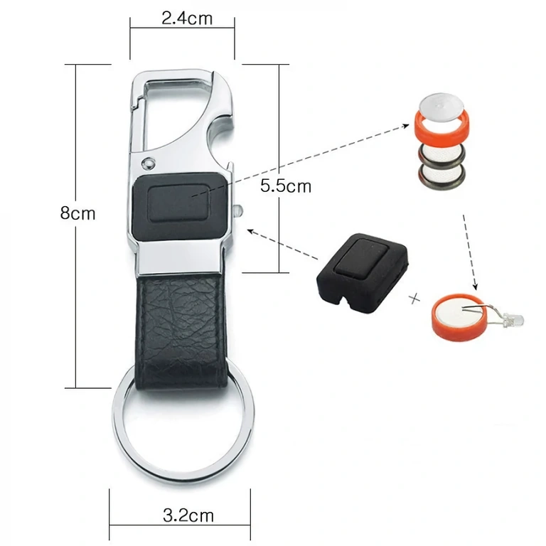Schlüsselring mit mehreren Funktionen: LED, Karabiner, Öffner