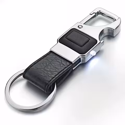 Luxus Leder-Autoschlüsselanhänger mit LED und Flaschenöffner – elegantes Geschenk für Männer