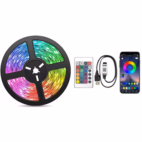 LED RGB Band 10m mit USB, Bluetooth, Fernbedienung und Musiklichtspiel für TV und Dekoration
