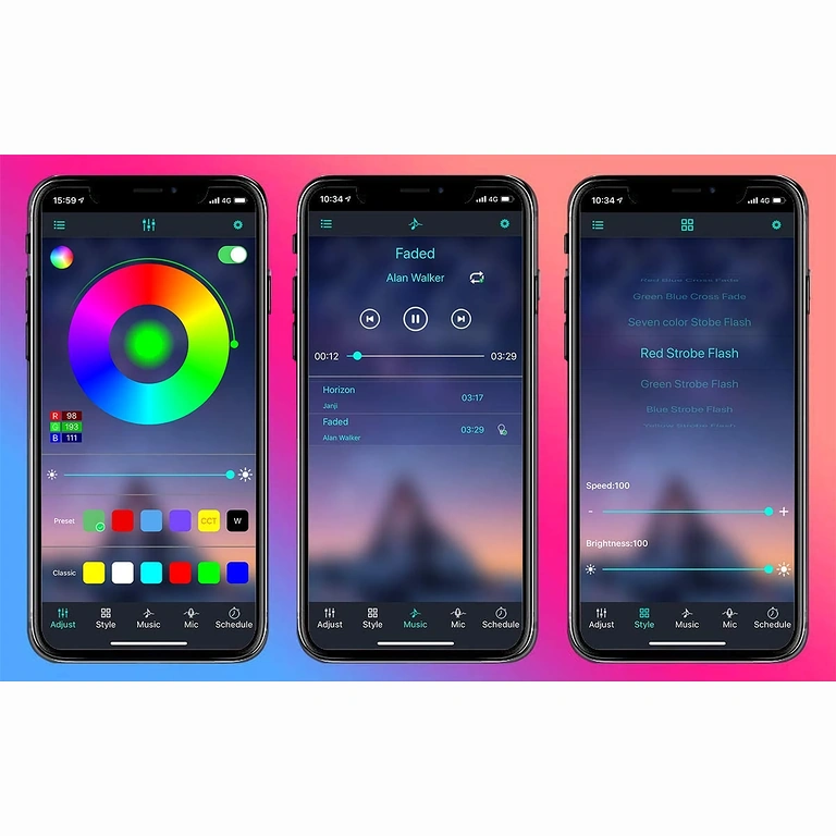 LED Band für TV – Bluetooth Steuerung LED-Streifen für Fernseher mit Ambientebeleuchtung, Helligkeits- und Farbanpassung