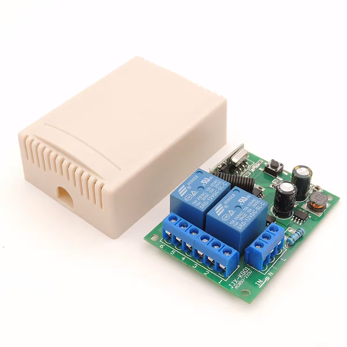 Kabelloses 220V-Schaltmodul mit zwei Relais und starker Empfangsleistung