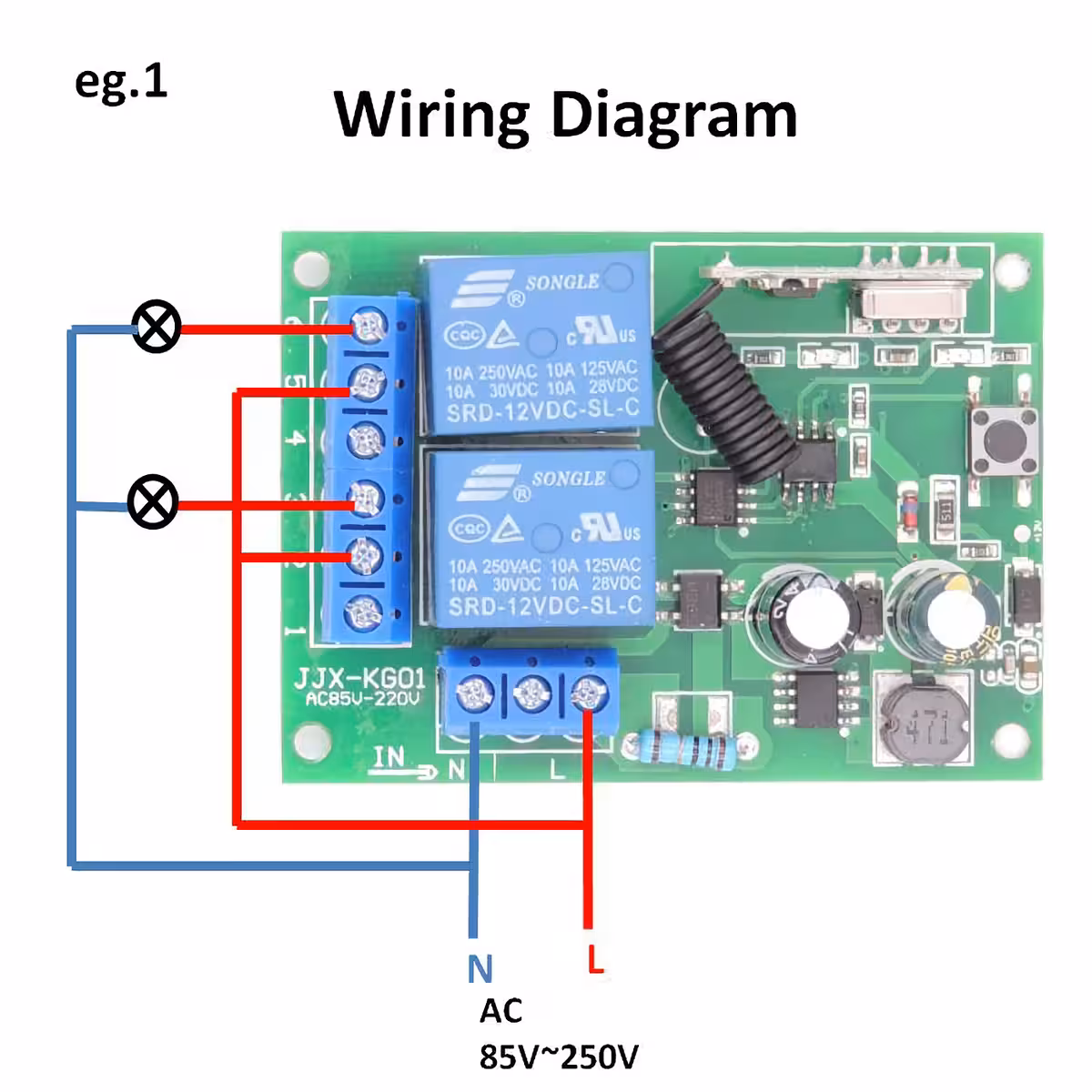 Kabelloser Schalter für Lampen, Ventilatoren, Pumpen etc.