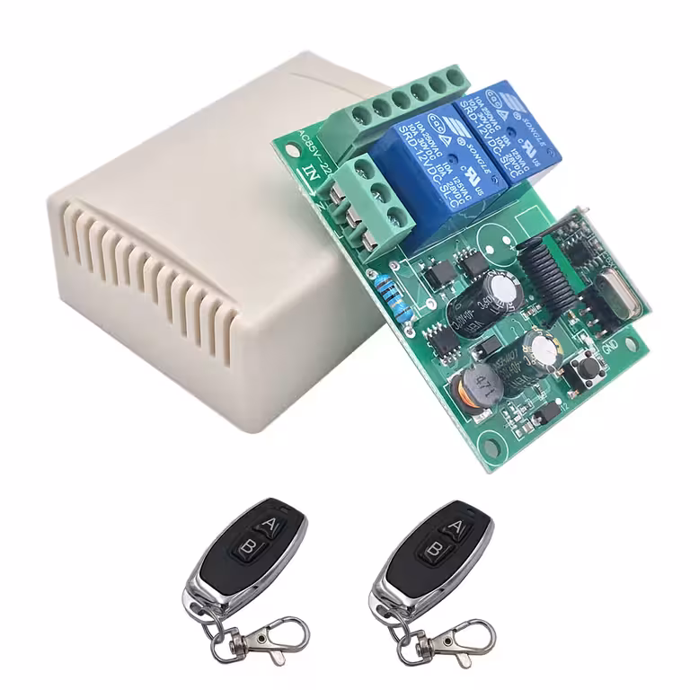 Relais mit Fernbedienung 220V – 2-Kanal 433MHz Modul für Tür-, Licht- und Torautomation