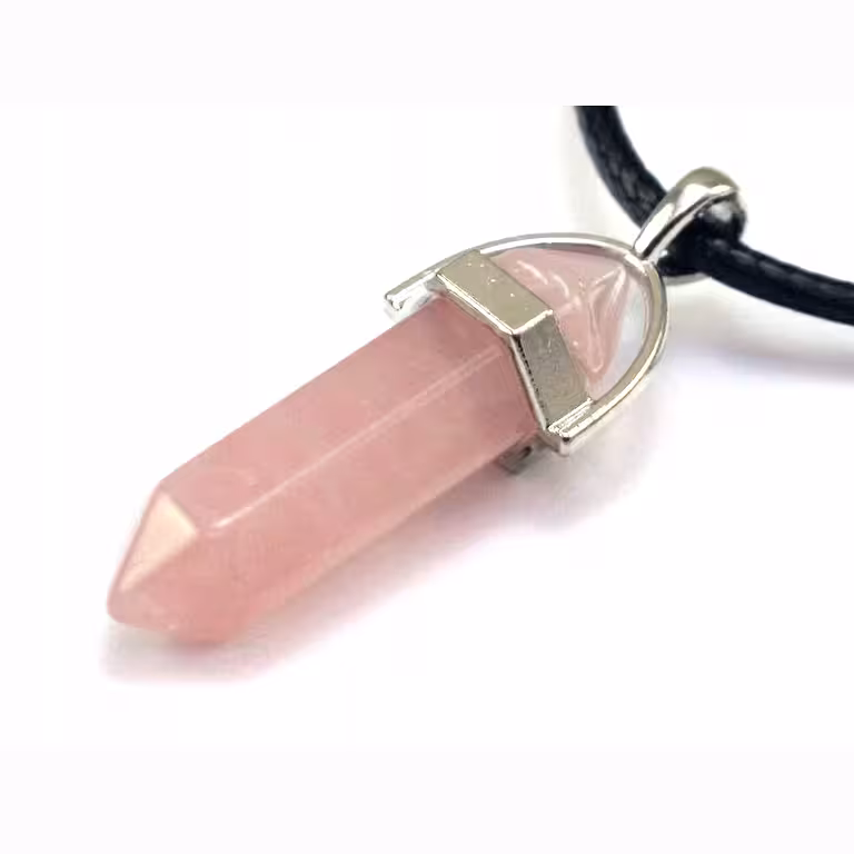 Natürliche Rosenquarz-Halskette mit Anhänger – Kristallschmuck zur Reinigung und Energie