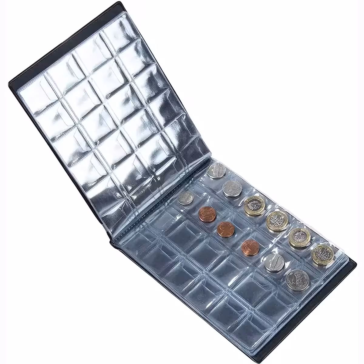 Buchartiges Album mit 240 Münzfächern