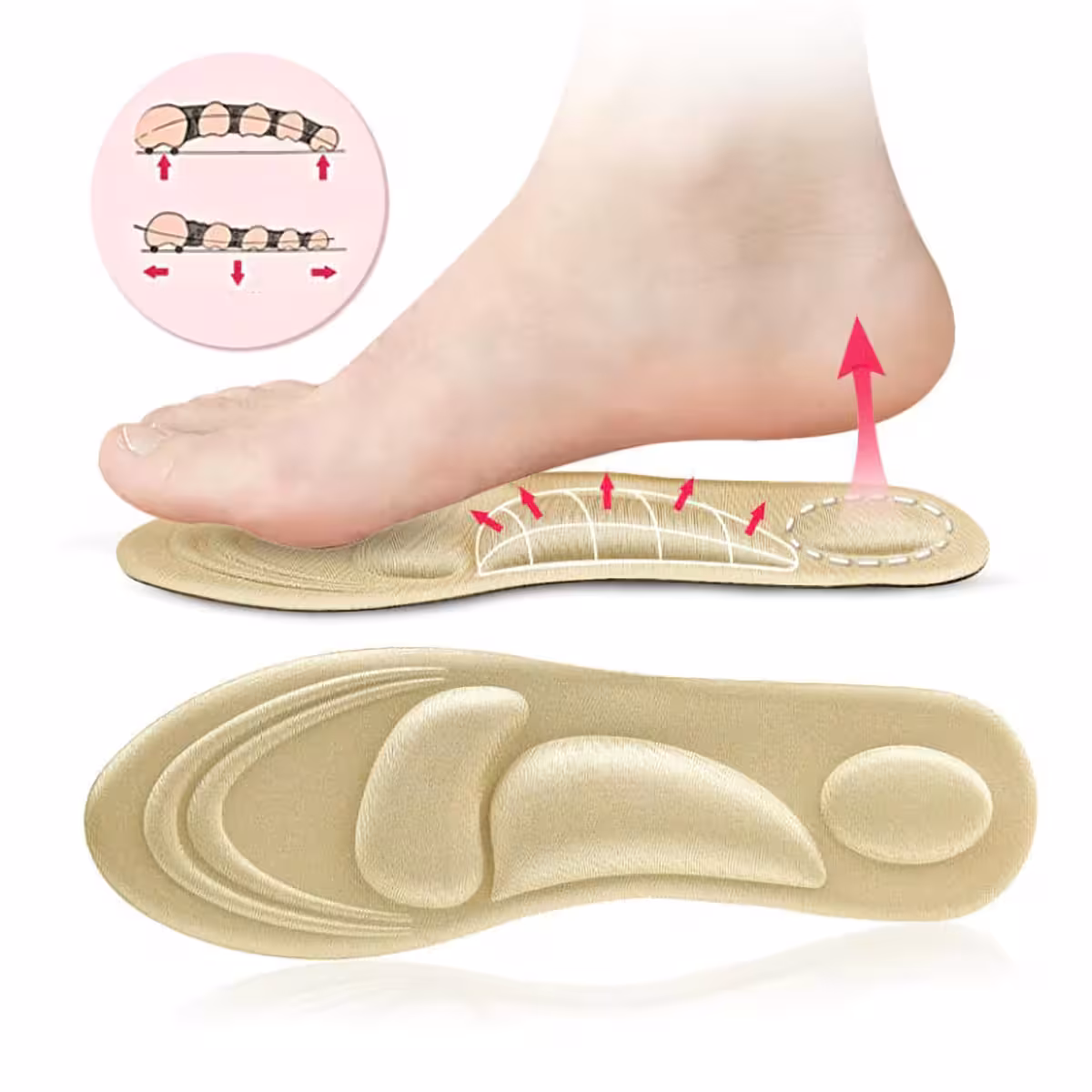 Einlagen mit Schaumstoff, der Aufprall reduziert und Fußschmerzen lindert