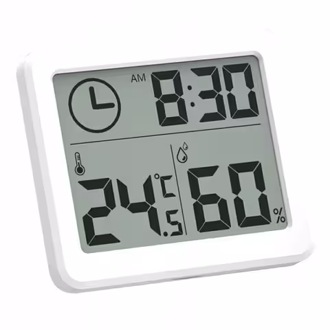 Weißes, schrankes Digital-Hygrometer mit Temperatursensor