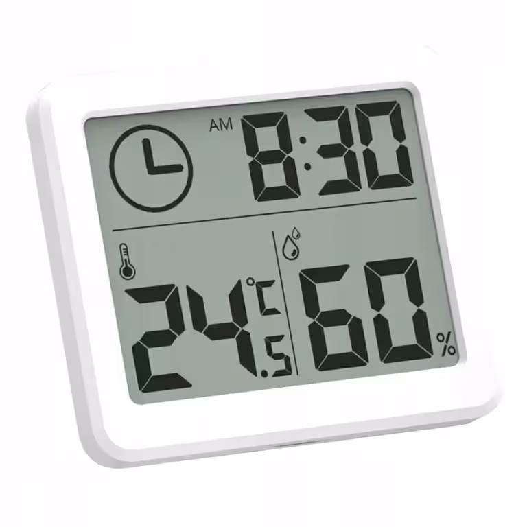 Weißes, schrankes Digital-Hygrometer mit Temperatursensor