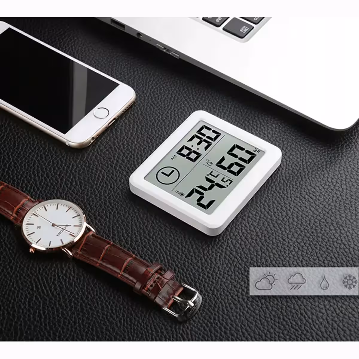 Digitale Uhr mit Temperatur- und Feuchtigkeitsmessfunktion für Innenräume