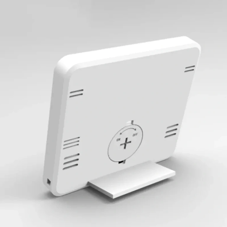 Weißes Gerät zur Messung von Temperatur und Feuchtigkeit Digitales Thermometer und Hygrometer, kompakt und weiß