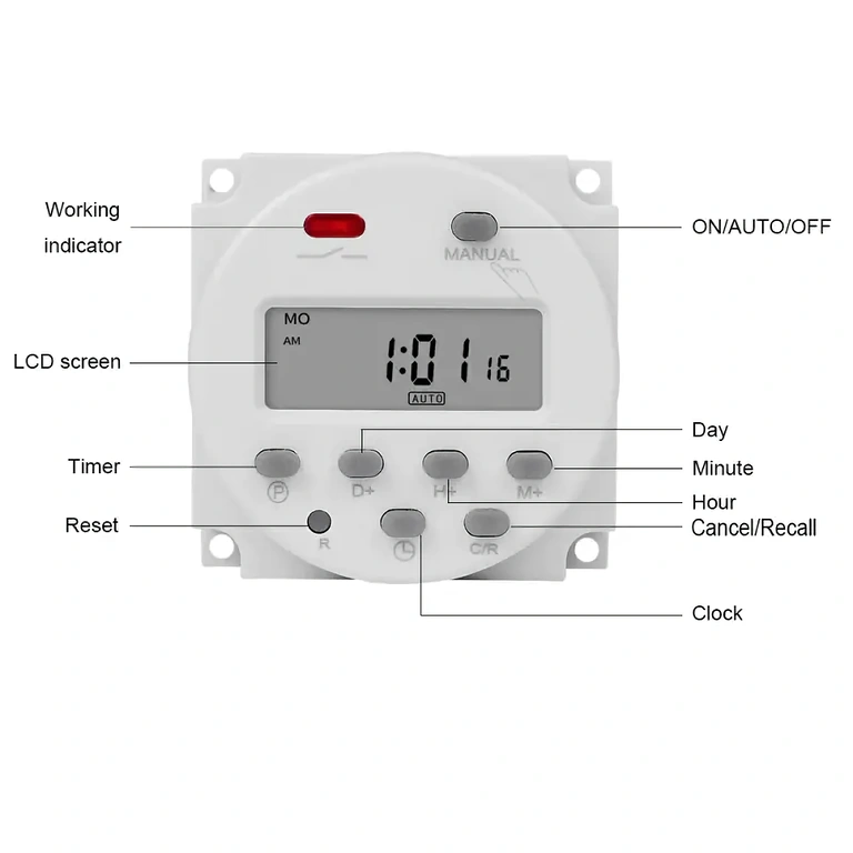 Programmierbarer Timer mit Display für 12V Elektronisches Relais mit mehreren ON/OFF-Funktionen, programmierbarem Zyklus und hoher Präzision
