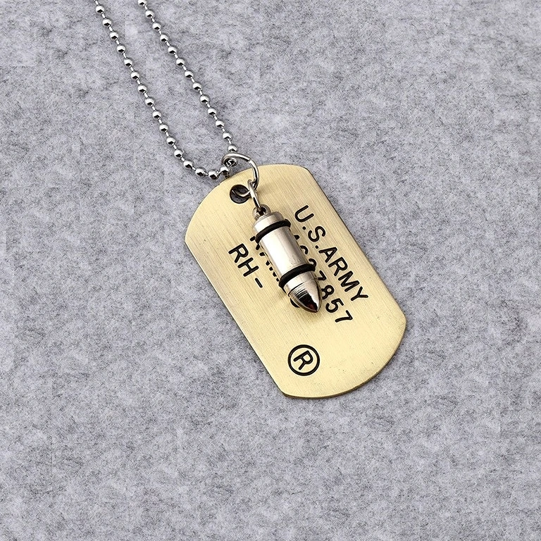 Armee-Halskette mit Dog Tag und Kugel Militärische Halskette mit Erkennungsmarke und Kugel, ARMY-Style Modell