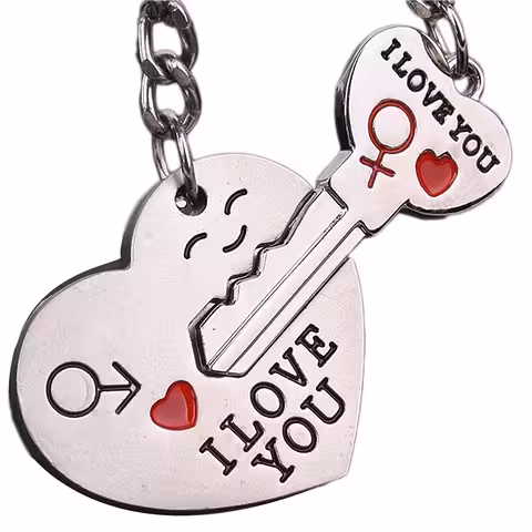 I Love You Paar Schlüsselanhänger – Herz mit Schlüssel und Schloss BFF, romantisches Geschenk