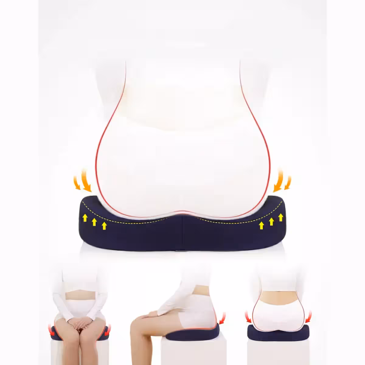 Kissen mit ergonomischer Aussparung zur Linderung von Steißbeinschmerzen