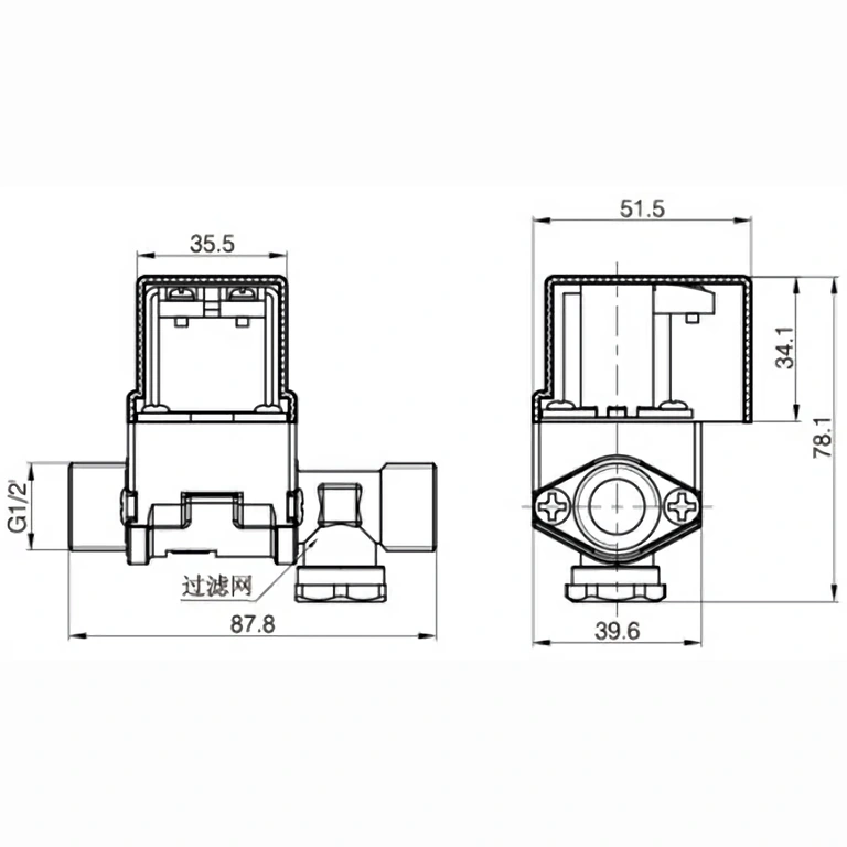 12V NC Magnetventil mit abnehmbarem Filter und Kunststoffschutzkappe
