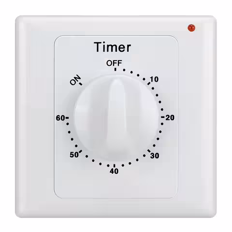 Elektrischer Schalter mit Timer 1–60 Minuten – mechanischer Timer für Ventilator, Licht, Bad, elektrische Geräte