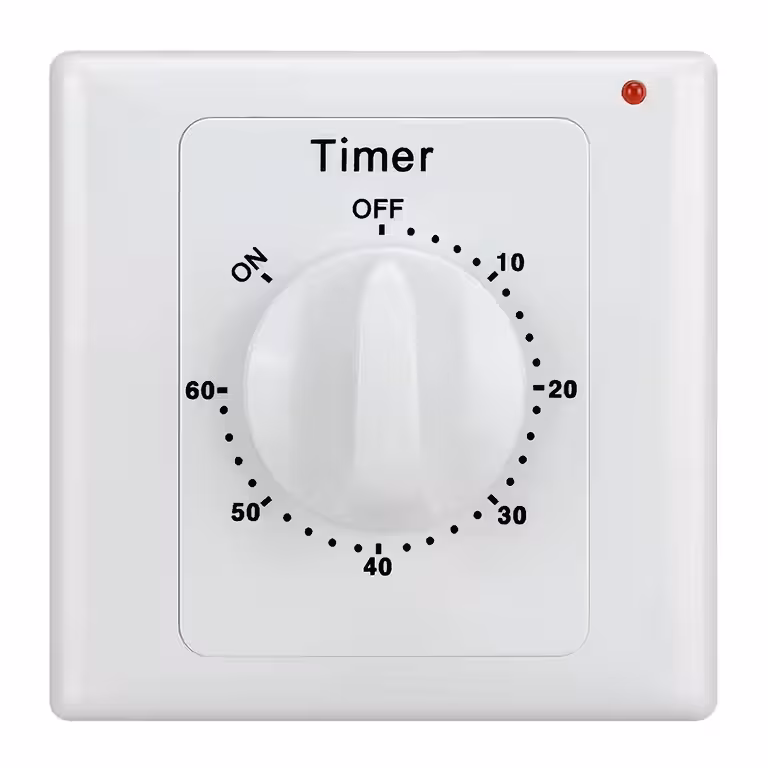 Elektrischer Schalter mit Timer 1–60 Minuten – mechanischer Timer für Ventilator, Licht, Bad, elektrische Geräte