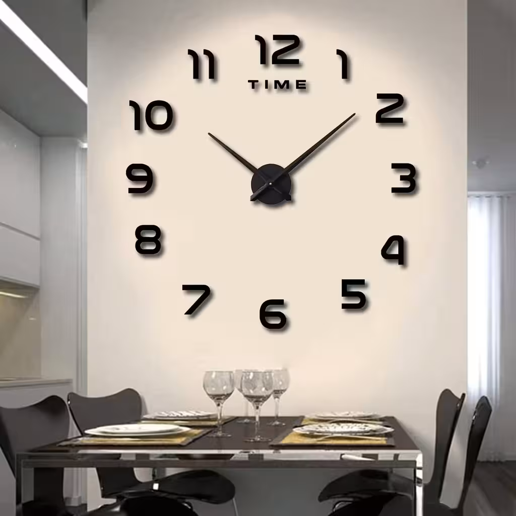 Große 3D-Wanduhr modern, verstellbar 80–130 cm – ideal für Wohnzimmer, Küche und Büro