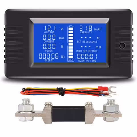 Solarzähler DC 0–200V 100A/300A – Volt- und Amperemeter für Photovoltaikpaneele mit LCD-Display