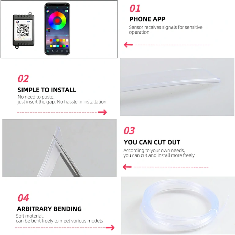 Flexibles RGB Neonlichtkabel für Auto Flexibles RGB-Neonlicht für Fahrzeugdekoration