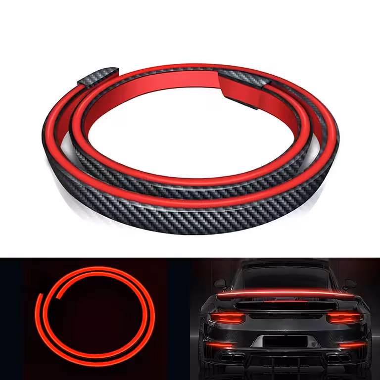 Universeller Carbon-Heckspoiler mit LED-Streifen und Bremslicht – für Kofferraum und Heckscheibe