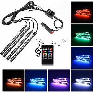 Ambientebeleuchtung Auto – LED-RGB-Streifen Set für Innenraum mit Sound-Sensor