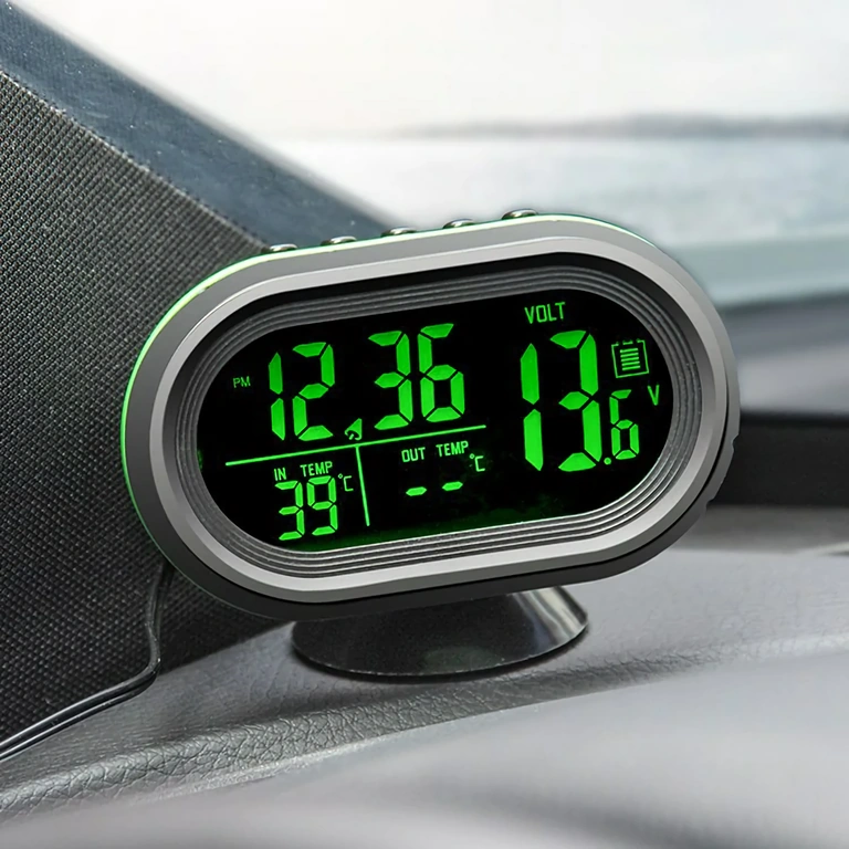 Auto-Uhr mit digitalem Voltmeter und Temperatursensor