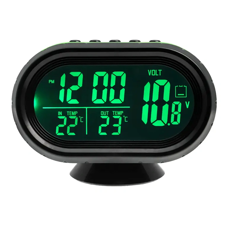 Multifunktionale Auto-Uhr mit Voltmeter und Digitalthermometer