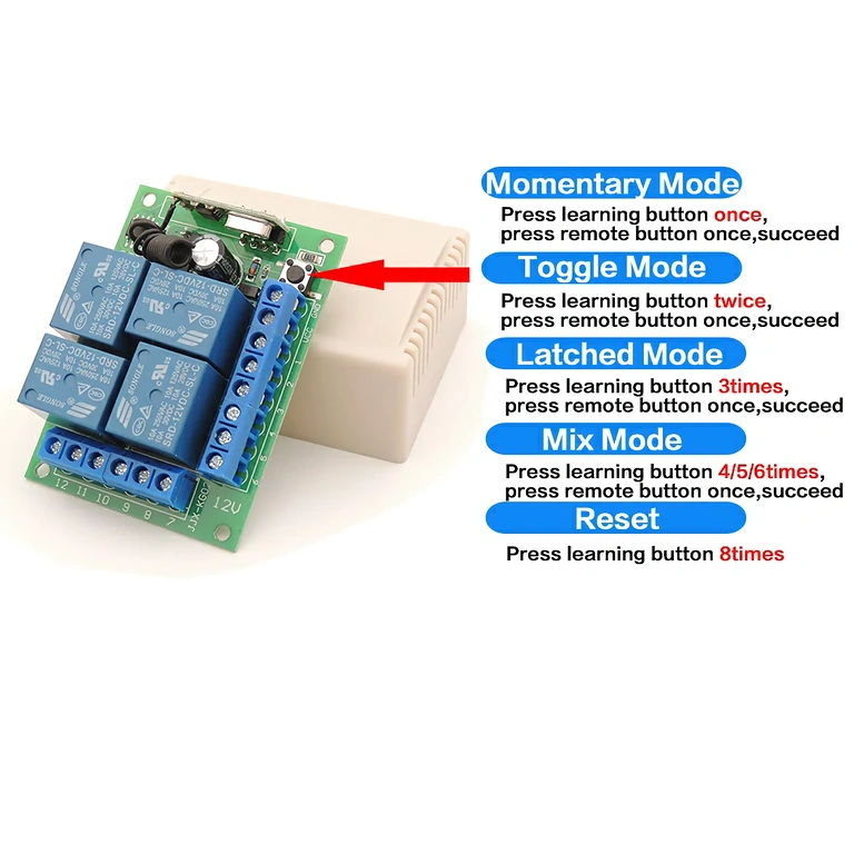 12V Relais-Fernbedienung für Automatisierungen Relaismodul mit Fernbedienung 12V für industrielle und landwirtschaftliche Automatisierungen